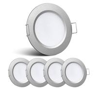 acegoo Faretti LED da Incasso 12V Camper Barca Lampada Soffitto Downlight Rotondo Plafoniera 3000K IP64 per Roulotte Furgone Cucina Bagno Cartongesso Mobile, Argento Bianco caldo 4 pezzi