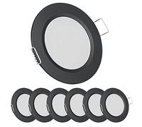 acegoo Faretti LED da Incasso 12V Camper Barca Lampada Soffitto Downlight Rotondo Plafoniera 3000K IP64 per Roulotte Furgone Cucina Bagno Cartongesso Mobile, Nero Bianco caldo 6 pezzi