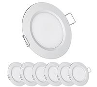 acegoo Faretti LED da Incasso 12V Camper Barca Lampada Soffitto Downlight Rotondo Plafoniera 3000K IP64 per Roulotte Furgone Cucina Bagno Cartongesso Mobile, Argento Bianco caldo 6 pezzi