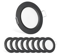 acegoo Faretti LED da Incasso DC 12V Lampada Soffitto Downlight Rotondo Plafoniera 3000K IP64 per Camper Barca Roulotte Furgone Cucina Bagno Cartongesso Mobile, 8 Pezzi Nero