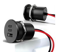 acegoo Presa USB 12 V Alluminio Multi Porta, USB C Caricabatteria da Auto Camper Ricarica Rapida, Doppio PD3.0 e QC3.0 per Camion Barca Camion Autobus, 2 pz