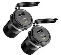 acegoo Presa USB 12V 65W PD3.0 e 18W QC3.0, Camper Alluminio Laptop Caricabatterie da Auto 12 Volt Ricarica Rapida, Impermeabile Per Barca Auto Moto ATV Golf, 2 pezzi