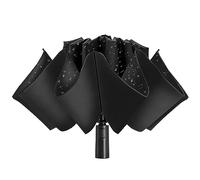 ACEIken Ombrello da viaggio pieghevole antivento con chiusura inversa - compatto e portatile per un facile trasporto con apertura e chiusura automatica - per uomini e donne, Nero , 106 cm
