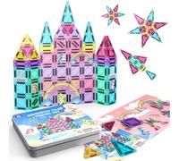 ACELIFE Blocchi da costruzione magnetici 60 pezzi, mini giocattoli magnetici per bambini, set da viaggio Montessori, set da viaggio giocattolo portatile STEM, piastrelle magnetiche per ragazzi e
