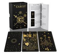 ACELION Set di tarocchi originali con guida, 78 carte dei tarocchi con lamina d'oro sulla superficie, gioco di predizione della fortuna, tarocchi per principianti