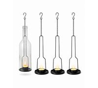 AceList 4 pakes Candelabri da appendere in ferro battuto, finitura nera opaca, portacandele decorativi per illuminazione fai da te bottiglia di vino, perfetto regalo di compleanno fai da te per feste