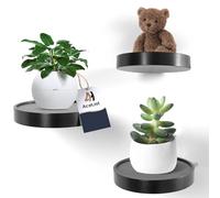 AceList Set di 3 mensole rotonde galleggianti in legno rustico, piccole mensole da parete da 15 cm per bagno, camera da letto, cucina, ufficio e soggiorno