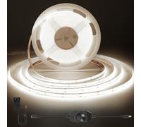 ACELUMO Striscia LED COB 4000k, 3 Metri, Alimentatore e Dimmer, CRI 92+, 8mm, Dimmerabile per Mobile, TV, Cucina, Bianco Naturale