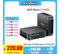 K1 Mini PC, AMD Ryzen 5 7430U (6C/12T, Fino a 4.3 GHz), Mini Computer Desktop 32GB DDR4 RAM 512GB M.2 2280 SSD,AMD Radeon™ Graphics 1800MHz, BT 5.2/WIFI 6/Type-C/per Ufficio, Studio,Business