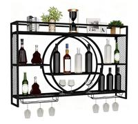 ACEMIC Portabottiglie Da Parete, Porta Bottiglie Di Vino Da Parete Con Ripiano Espositivo,Cadre en Fer de 3 Couches,présentoir à vin pour la décoration de la Maison, Bar, Restaurant