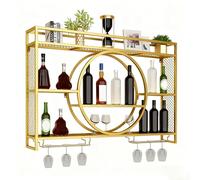 ACEMIC Portabottiglie Da Parete, Porta Bottiglie Di Vino Da Parete Con Ripiano Espositivo,Cadre en Fer de 3 Couches,présentoir à vin pour la décoration de la Maison, Bar, Restaurant