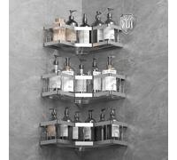 AceMining Porta Sapone per Doccia, 3 Pack Argento Mensola Doccia con Adesivo, 201 Acciaio Inossidabile Porta Bagnoschiuma Resistente alla Ruggine, Shampoo Accessori