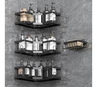 AceMining Porta Sapone per Doccia, 4 Pack Nero (SML+1) Mensola Doccia con Adesivo, Acciaio al Carbonio Porta Bagnoschiuma Resistente alla Ruggine, Shampoo Accessori