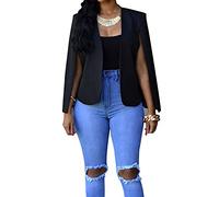 ACemt Cappotto da donna con maniche aperte, mantello da donna, mantello, mantello, aperto, frontale, leggero, da ufficio, da lavoro, casual, tinta unita, da lavoro, Nero , M