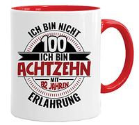 Acen Merchandise Tazza regalo per 100 compleanno con scritta | Ich bin nicht 100 Ich bin 18 con 82 anni di esperienza | Regalo di compleanno | Regalo per papà | Tazza del nonno | Idee regalo