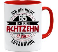 Acen Merchandise Tazza regalo per 65° compleanno con scritta | Ich bin nicht 65 Ich bin 18 con 47 anni di esperienza | Regalo di compleanno | Regali per papà | Tazza del nonno | Idee regalo