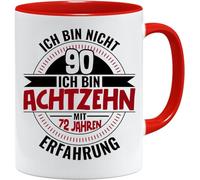 Acen Merchandise Tazza regalo per 90° compleanno con scritta | Ich bin nicht 90 Ich bin 18 mit 72 anni di esperienza | Regalo di compleanno | Regali per papà | Tazza del nonno | Idee regalo