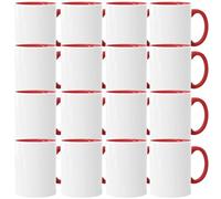 Acen Merchandise Tazze a sublimazione senza stampa di alta qualità, in ceramica con paletta o set | tazze a sublimazione con inchiostro (252 pezzi, interno e manico rosso)