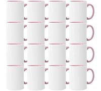 Acen Merchandise Tazze a sublimazione senza stampa di alta qualità, in ceramica o in set, tazze a sublimazione con inchiostro (504 pezzi, interno e manico rosa)