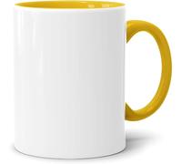 Acen Merchandise Tazze a sublimazione senza stampa di alta qualità, in ceramica o in set, tazze a sublimazione con inchiostro (24 pezzi, interno e manico giallo)