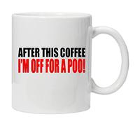 Acen - Tazza da caffè "After this Poo", in ceramica, 9 x 9 x 9 cm, colore: Bianco