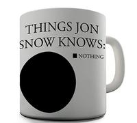 Acen Things Jon Snow Knows 'Nothing' Game of Thrones Tazza in ceramica, colore: bianco, 11 oz.
