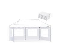Acepic 4 pannelli laterali per gazebo con finestra e chiusura in , per gazebo da 3 x 6 m, come protezione dal vento e dagli sguardi indiscreti, impermeabili (bianco, 4 pezzi, 3 x 6 m)