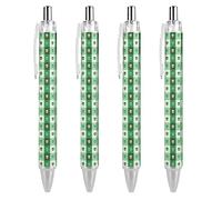 ACEPrints Alien Faces - Penne a sfera a punta fine retrattile, con quadrati verdi e blu, penna a sfera flessibile da 0,55 mm, inchiostro nero, 4 pezzi