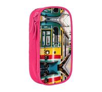 ACEPrints Astuccio portapenne portatile con stampa del tram di Lisbona per ufficio, astuccio a doppio strato con cerniera, leggero.