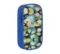 ACEPrints Astuccio portapenne portatile con stampa di ninfee nere per ufficio, astuccio a doppio strato con cerniera, leggero.