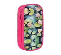 ACEPrints Astuccio portapenne portatile con stampa di ninfee nere per ufficio, astuccio a doppio strato con cerniera, leggero.