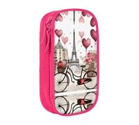 ACEPrints Astuccio portapenne portatile con stampa Love Paris Tower Coffee Wine Perfume Bicycle Heart per ufficio, astuccio a doppia cerniera leggero.