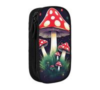 ACEPrints Astuccio portatile con stampa di funghi magici per ufficio, portapenne a doppio strato con cerniera, leggero.