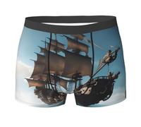 ACEPrints Boxer da Uomo Ultra Traspiranti con Stampa di Nave Pirata, Morbidi e Confortevoli.