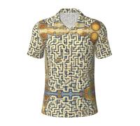 ACEPrints Camicia da Uomo a Maniche Corte Traspirante con Mappa del Tesoro del Labirinto, Ideale per L'Estate.
