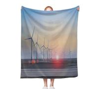 ACEPrints Coperte leggere e calde, morbide, con motivo tramonto, coperte accoglienti, parco eolico con raggi del tramonto, letto, soggiorno, divano, decorazione per compleanno, 50x60 pollici