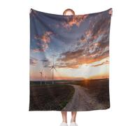 ACEPrints Coperte morbide e calde per divano, motivo: parco eolico al tramonto, per soggiorno, divano, decorazione per compleanno, 60x80 pollici