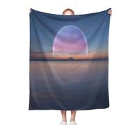 ACEPrints Coperte morbide e calde per divano, motivo: pianeta rosa, come la luna sopra l'oceano e la montagna, comode coperte da letto per l'arredamento del soggiorno, 50x60 pollici