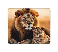 ACEPrints Tappetino per mouse rettangolare con motivo leone e cucciolo, antiscivolo, per scrivania, 9,8 x 11,8 pollici