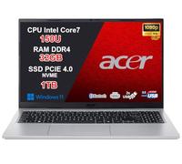 acer Aspire Go 15 PC Portatile Notebook, CPU Intel Core 7 150U di nuova generazione fino a 5,4 GHz, RAM 32GB, SSD 1TB, Wi-Fi 6, Display 15,6" Full HD Antiriflesso, USB Type-C, Windows 11, Silver