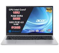 acer Aspire Go 15 PC Portatile Notebook, CPU Intel Core 7 150U di nuova generazione fino a 5,4 GHz, RAM 32GB, SSD 512GB, Wi-Fi 6, Display 15,6" Full HD Antiriflesso, USB Type-C, Windows 11, Silver