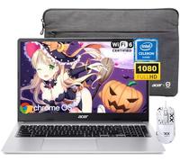 acer Chromebook 315 Laptop 15.6" FHD Display Intel Celeron N4500, 4GB RAM, 64GB eMMC, WiFi 6, Webcam HD, Chrome OS, con Mouse Antiscivolo e Custodia Protettiva per Scuola, Studenti e Affari