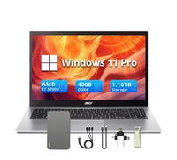 acer Computer portatile Aspire 3, display FHD da 15,6 pollici, 40 GB di RAM, memoria da 1,16 TB (SSD da 1 TB e set di docking station da 160 GB), AMD Ryzen 7 5700U, grafica AMD Radeon, argento, Win 11