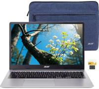 acer Computer portatile Chromebook 315, laptop HD da 15,6", Intel Pentium N6000, 4-Core, 4 GB LPDDR4X, 128 GB eMMC, webcam, WiFi 6, Chrome OS, custodia protettiva, argento, scheda micro SD TWE 64 GB
