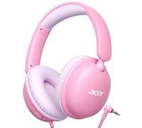 Acer Cuffie per bambini con cavo per scuola e viaggi, limite di volume 74/85 dB, cuffie per bambini, ragazze, ragazzi, pieghevoli, 3,5 mm, cuffie cablate per tablet/computer, rosa