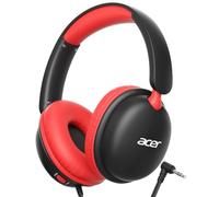Acer Cuffie per bambini con cavo per scuola e viaggi, limite di volume 74/85 dB, cuffie per bambini, ragazze, ragazzi, cuffie pieghevoli con cavo da 3,5 mm per tablet/computer, nero rosso