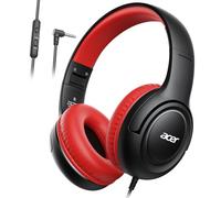 Acer Cuffie per Bambini, Cuffie con Filo Limite di Volume 85/94 dB, Jack da 3,5 mm, Pieghevoli e Regolabili, Suono Stereo Over-ear, Cuffie Bambini per iPad/Kindle/PC/Tablet/Scuola/Viaggi(Nero Rosso)
