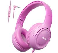 acer Cuffie per bambini, limitatore di volume 85/94 dB, pieghevoli, con cavo, per viaggi, jack da 3,5 mm, cuffie per bambini, per scuola, viaggi, iPad, tablet, colore rosa sfumato