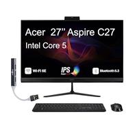 acer Desktop Aspire 27 All-in-One, display IPS FHD da 27", Intel Core 5 120U (10-Core, fino a 5 GHz), DDR5 da 32 GB, SSD PCIe da 1 TB, Wi-Fi 6E, webcam, Bluetooth 5.3, Win 11 Pro, con espansore porta