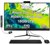 acer Desktop Aspire 27 All-in-One, display IPS FHD da 27 pollici, AMD Ryzen 5 7430U (serie Ryzen 5 7000), DDR4 da 16 GB, SSD da 2 TB, Wi-Fi 6E, webcam, Bluetooth 5.3, Windows 11 Pro, con espansore